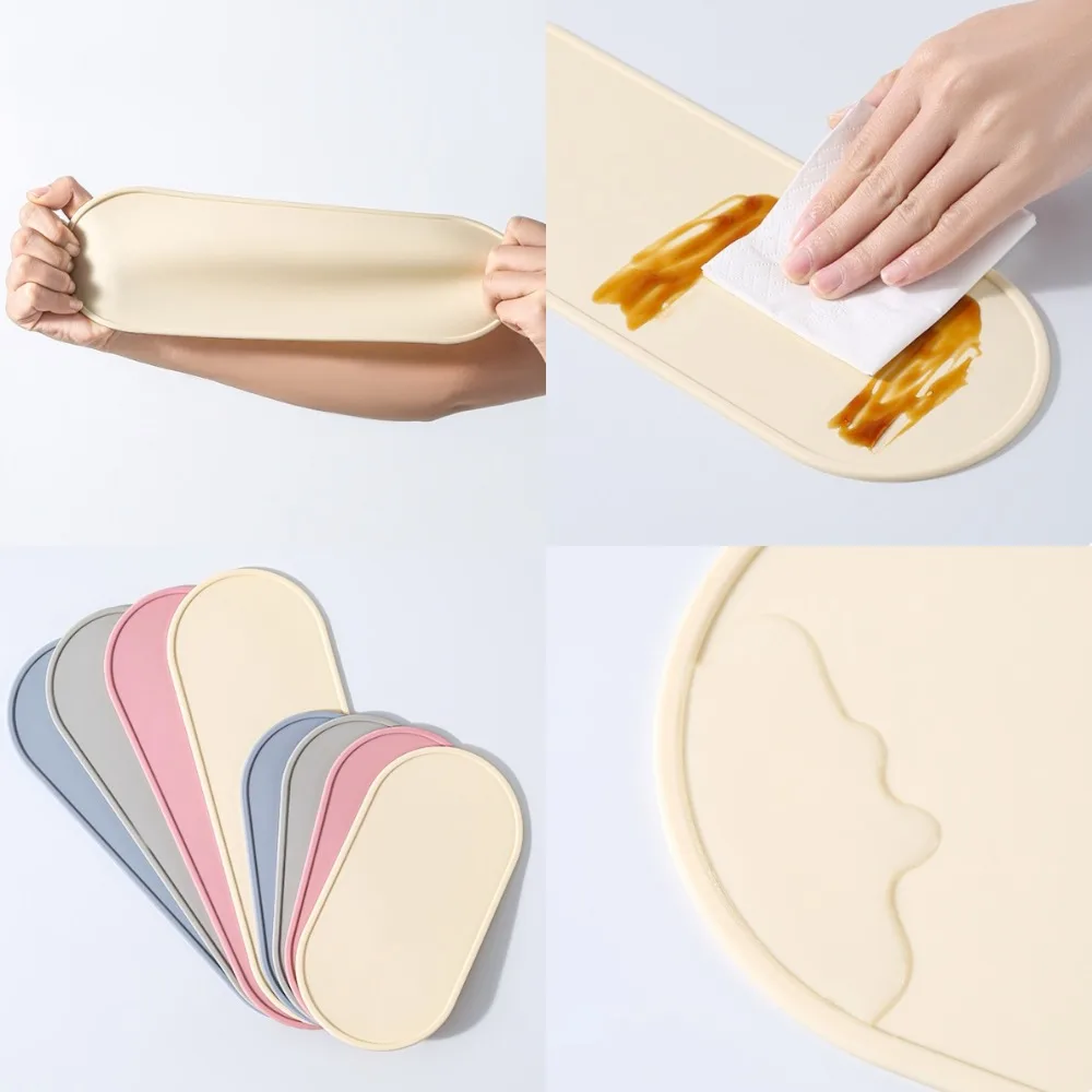 Oval Seasoning Bottle Storage Tray Anti Slip Washable Soap Dispenser Tray Heat Resistant Silicone Vanity Tray