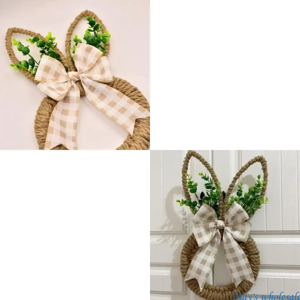 

Пасхальный венок с бантом, стильные гирлянды в форме кролика для украшения дома 448A