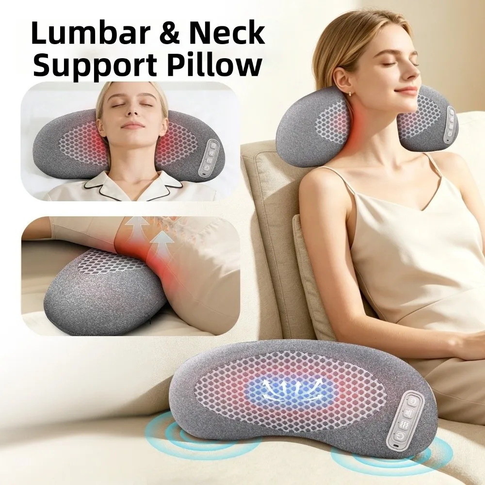 Breathable Neck Massager Pillow Quick-drying Hot Compress Cervical Pillow Rechargeable Ergonomic Lumbar Support Pillow