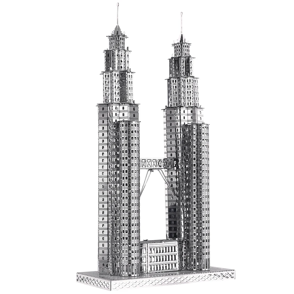 Piececool-rompecabezas 3D de Metal para adultos, juego de construcción de Torres Petronas, juguetes para adolescentes