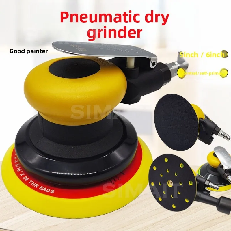 5 Inch Pneumatic Grinder, Industrial Round Dry Mill 6 Inch 17 Hole Vacuum Grinder, Manual Sandpaper Machine