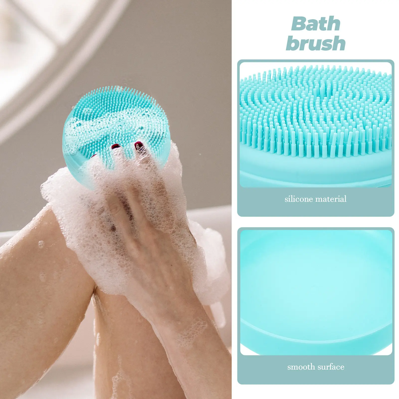 Multi-Function Bath Brush with Hanging Rope Silicone Body Scrubber for Smooth Cleansing Portable Shower Cleaning Tool