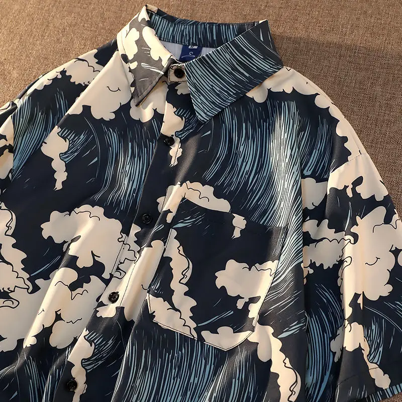 XEJ Summer Women's Shirts 2022 Surf Print Shirt Beach Outing Blouse Ladies Women's Fashion Blouse Women's Buttoned Shirts