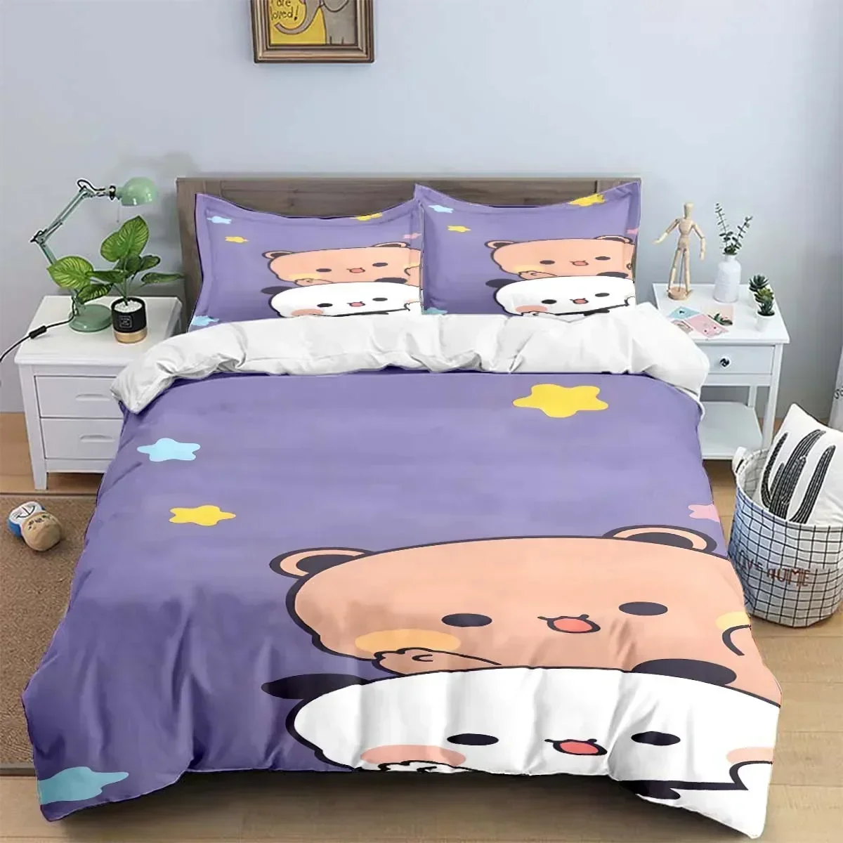 

Kawaii Bear Cartoon bubu & dudu Digital Printing Bedding Set Duvet Cover Comforter Bed Youth Kids Girl Boys Gift Home Textiles