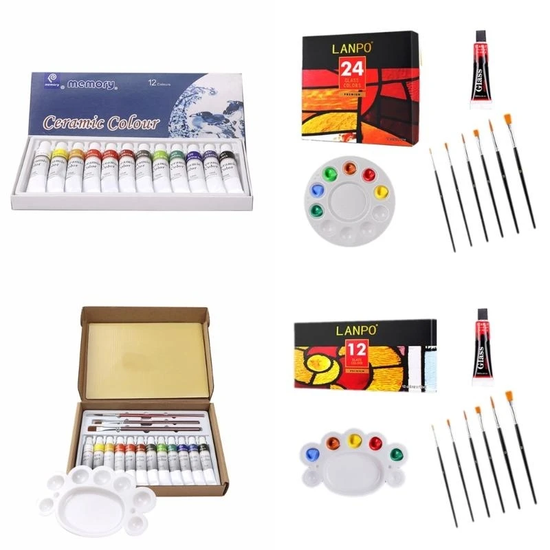  12/24 Color/set Ceramic Painting Pigment Paint Ceramic Painting Pigment Powder for Glass Cup Painting