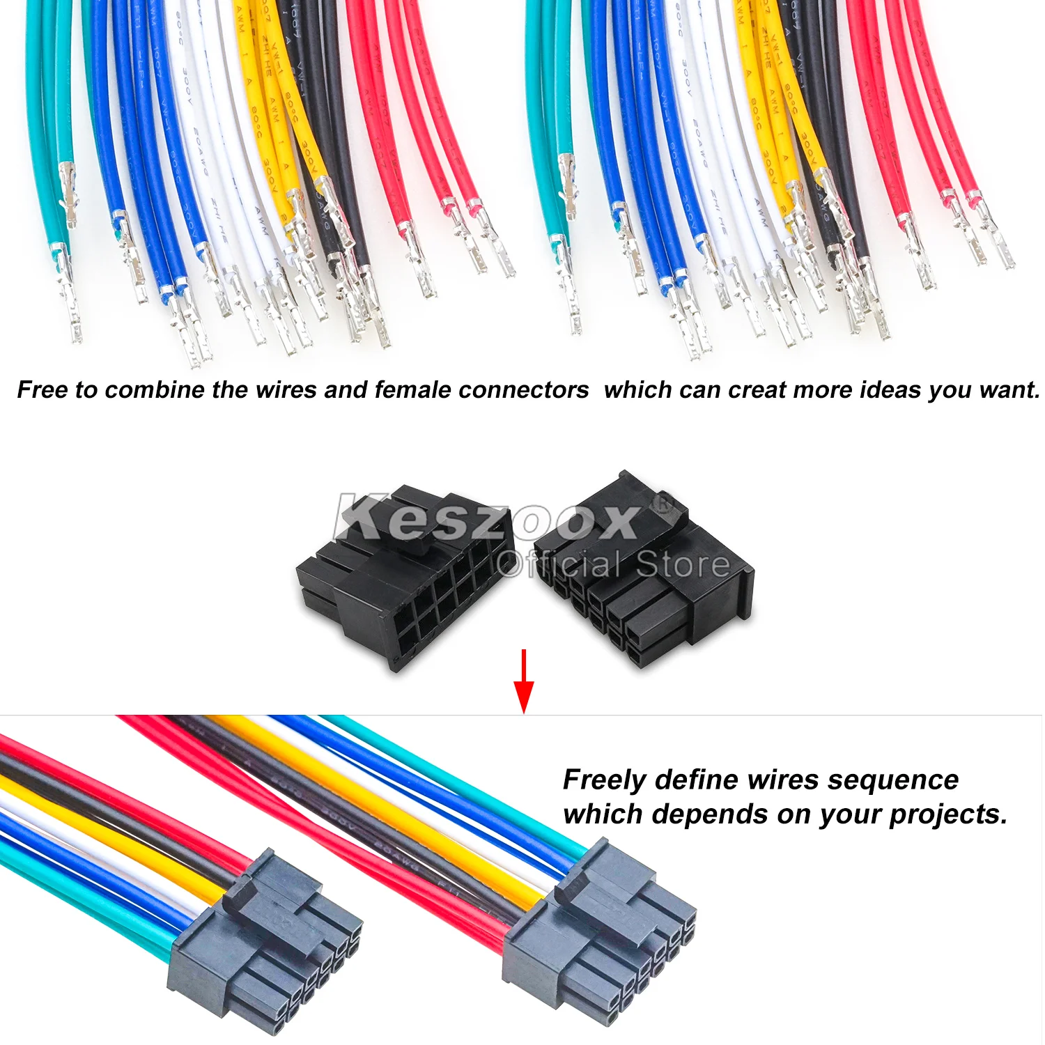 Imagem -05 - Keszoox-conectores Macho e Fêmea Habitação com 22awg Cabo Pré-crimped Molex Connector Kit 3.0 mm Linhas 26p