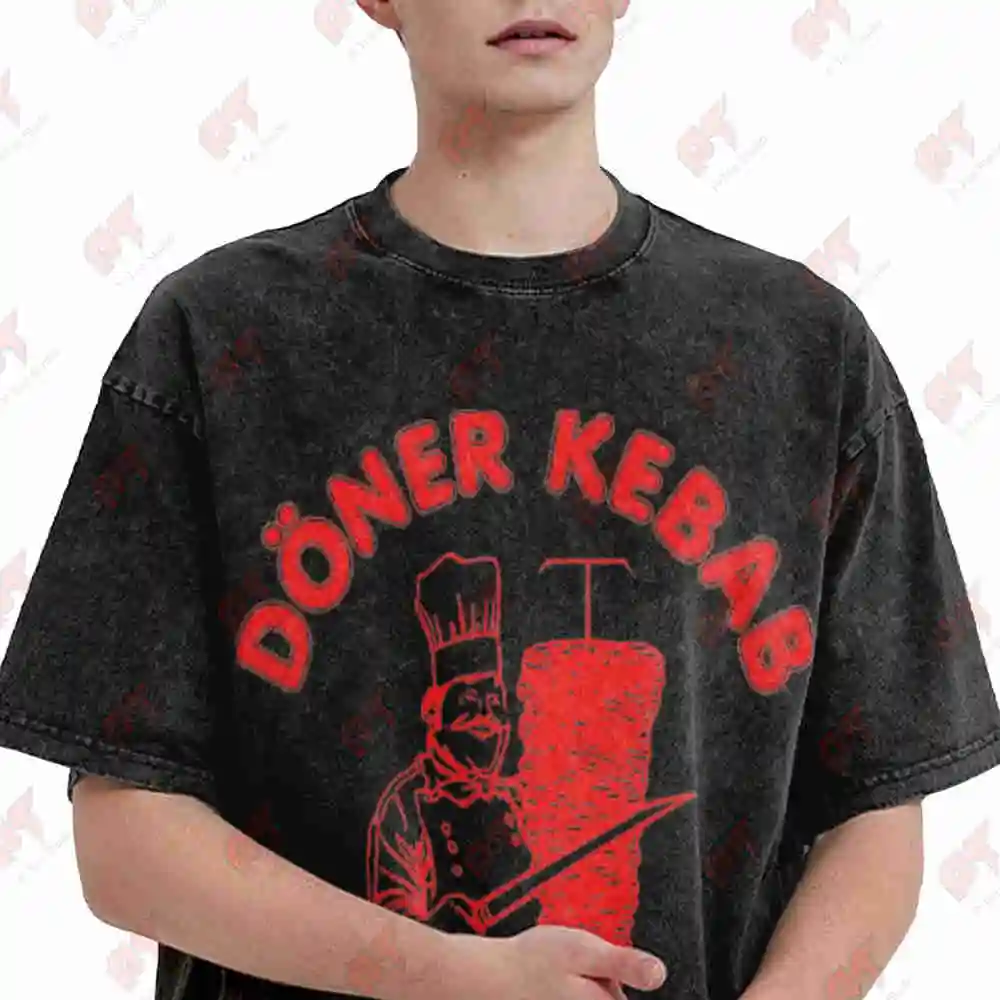 Turkish Kebab Doner Chef Vintage Washed Tee Pure Cotton T-Shirt