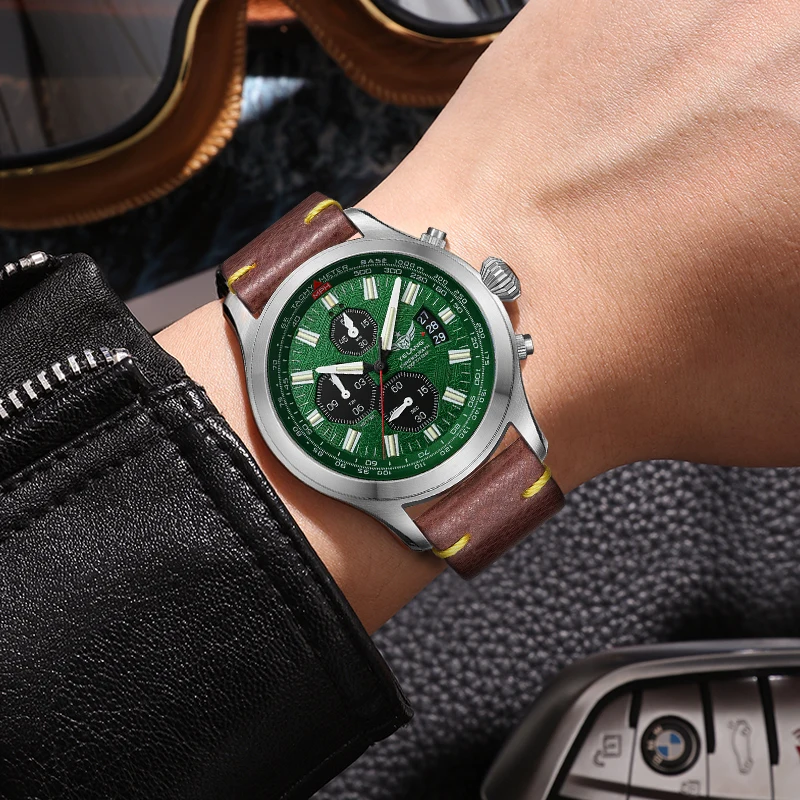 Yelang V1029S мужские кварцевые часы 42 мм Япония OS00 механизм T100 светящиеся 10 бар 100 м водонепроницаемые спортивные часы в стиле милитари