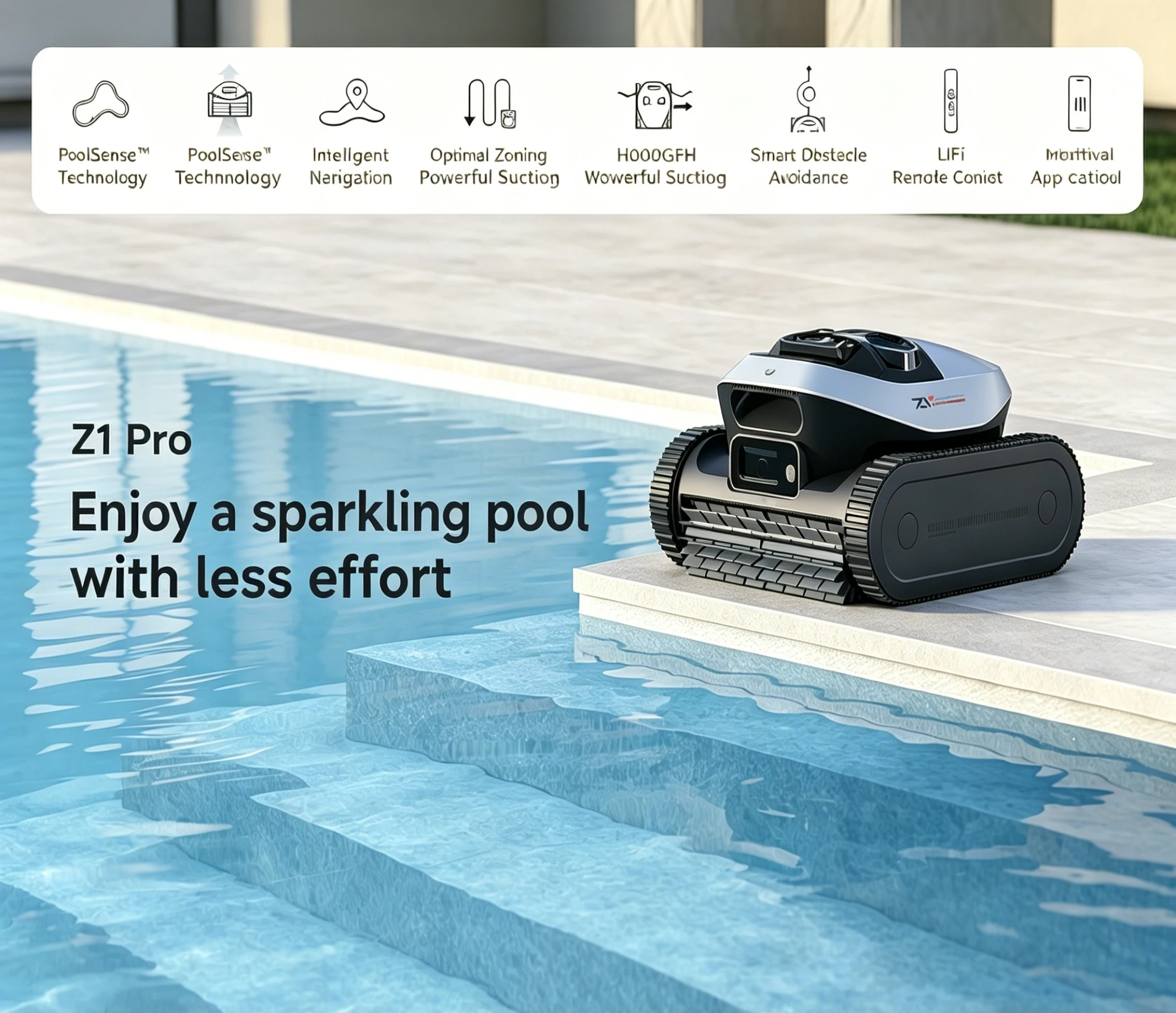 Advanced Navigation Wireless Pool Robot Automatic Wall Climbing Cleaner Intelligent Obstacle Avoidance Residential Pool Strong