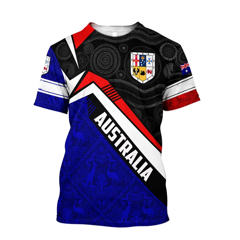 السكان الأصليين الكنغر أستراليا أفضل تيز اللوحة الصيف الرجال تي شيرت ثلاثية الأبعاد تي شيرت مطبوع المرأة قصيرة الأكمام المتضخم الملابس