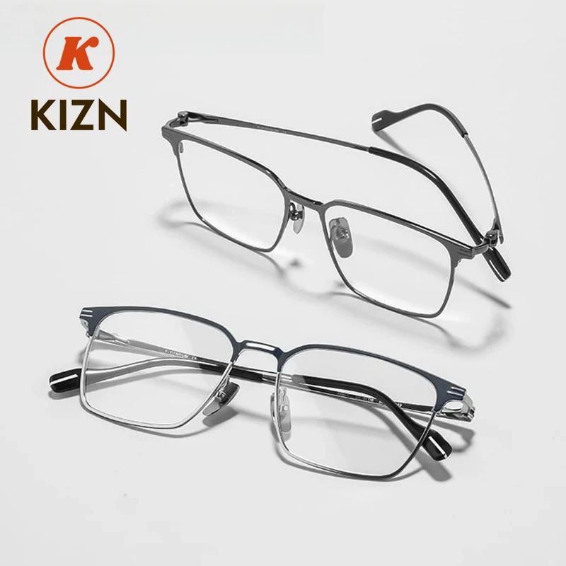 

Оправа для очков KIZN из чистого титана для мужчин, для рецептурных линз, легкие, с полной оправой