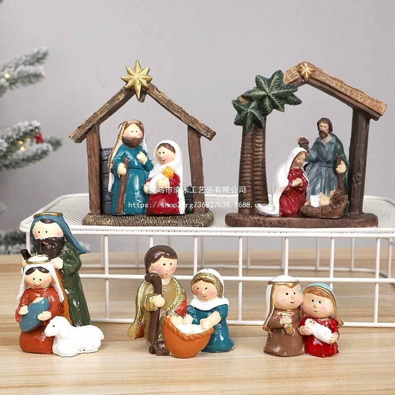 Resin Christmas Tree Ornament Figurine Hand Painted Cute Home Indoor Table Centerpiece For Party Festive Gift For Women Kids