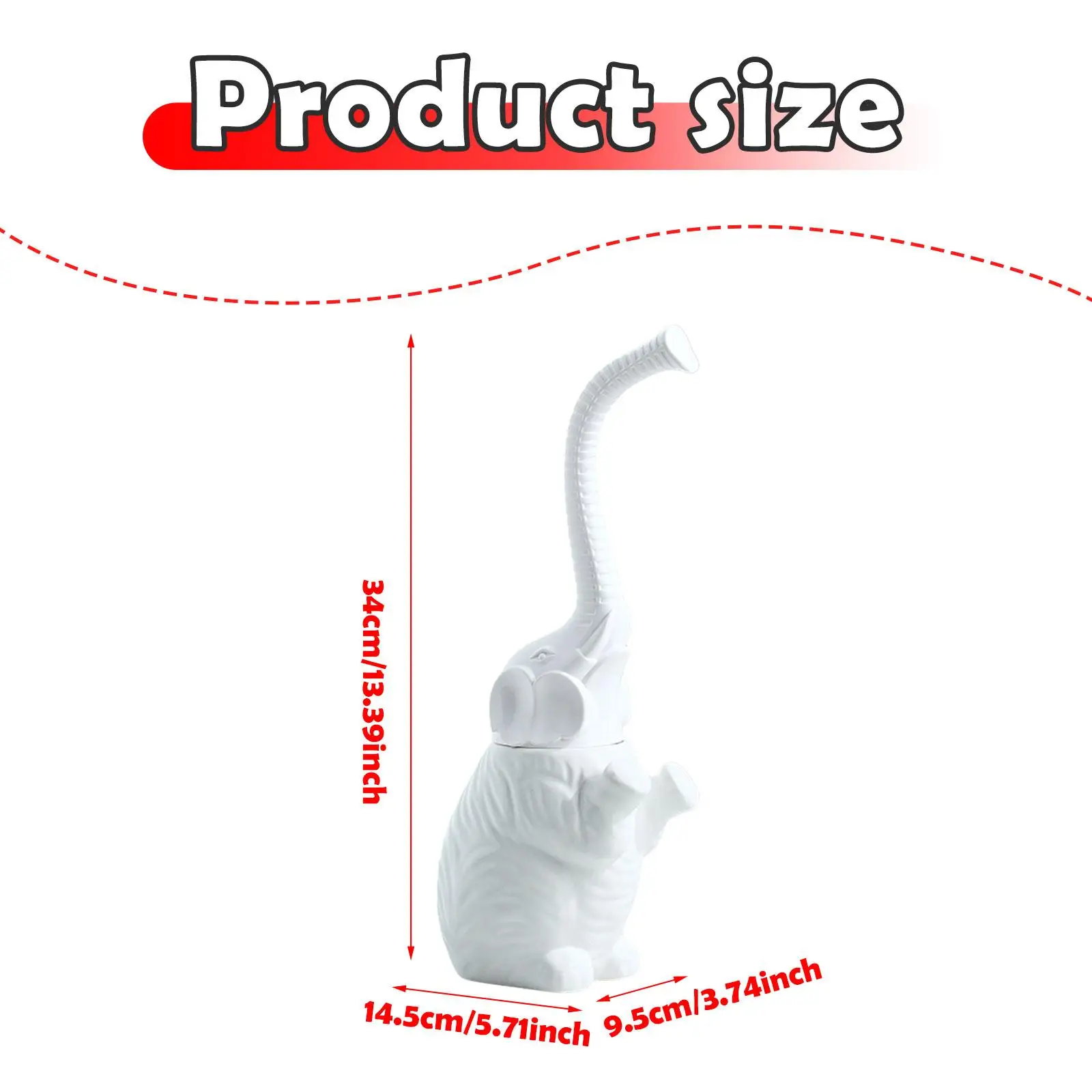 Elephant Statue Long Handle Toilet Brush and Resin Holder Kit Modern Bathroom Accessory for Household