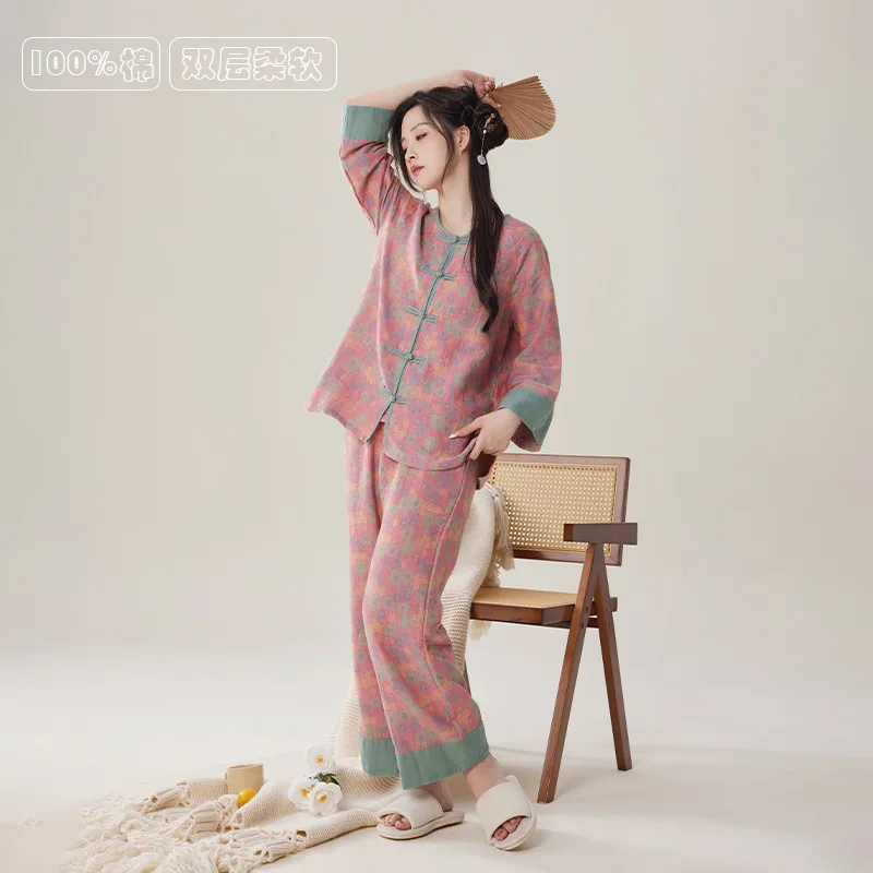 

Chinese style pajamas for women that can be worn outside in spring and summer as home clothes
