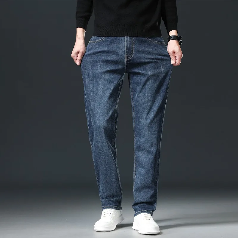 جينز رجالي 2026 ربيع جديد فضفاض كلاسيكي مستقيم السراويل عادية مريحة الأعمال العلامة التجارية خمر سراويل جينز #2
