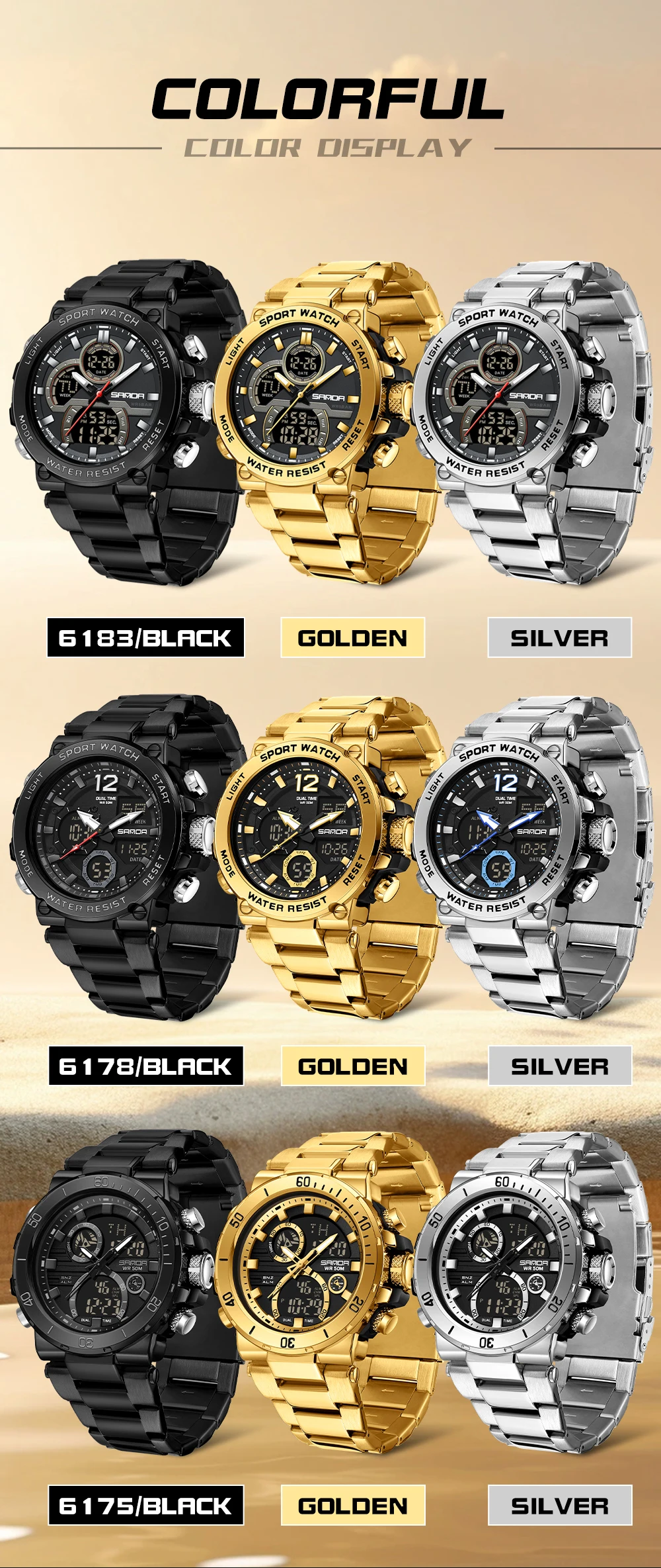 SADNA Top Brand New 6178 Men\'s Electronic Watch Multi functional Waterproof LED Luxury Men\'s Electronic Watch 2025