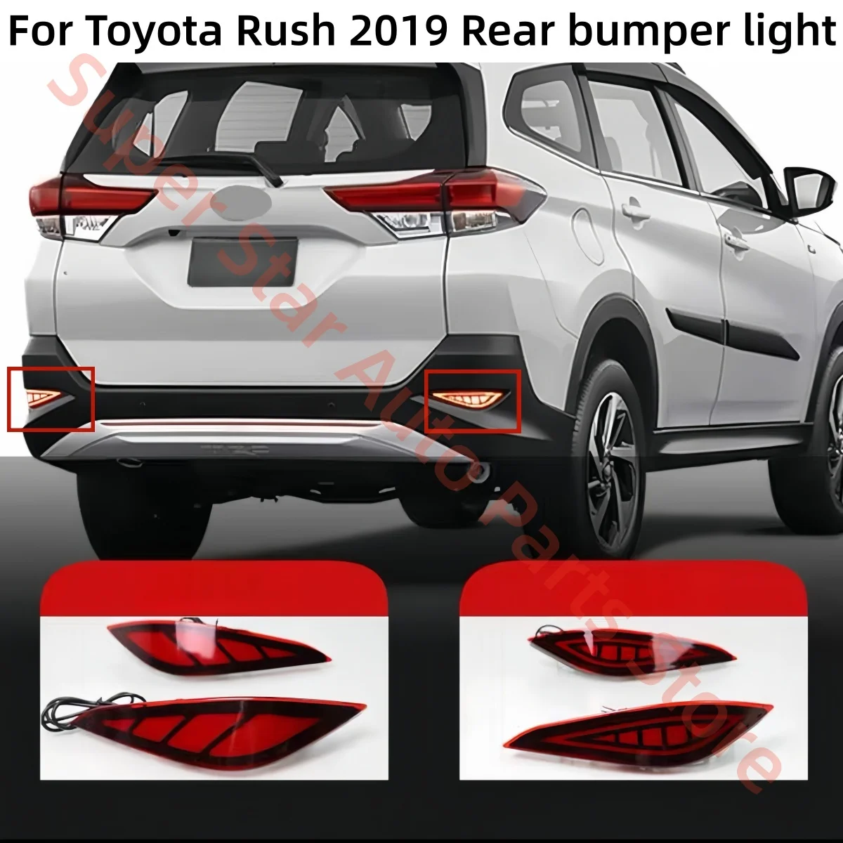

For Toyota Rush 2019 Rear bumper light LED Turn signal Brake light Warning light Driving light Rear taillights Automobile parts