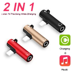 2 IN 1 Audio Charging Headphone Dual Adapter Splitter For iPhone XR XS X 7 8 11 11Pro iOS For 3.5mm Jack to Earphone AUX Cable