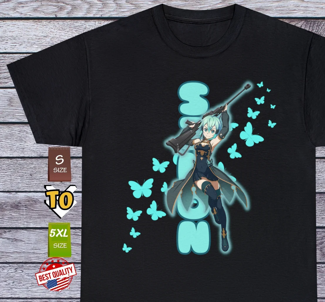 Waifu Sinon T Shirt Anime Clothing Sword Art Online Ecchi Hentai Tee Manga Japan