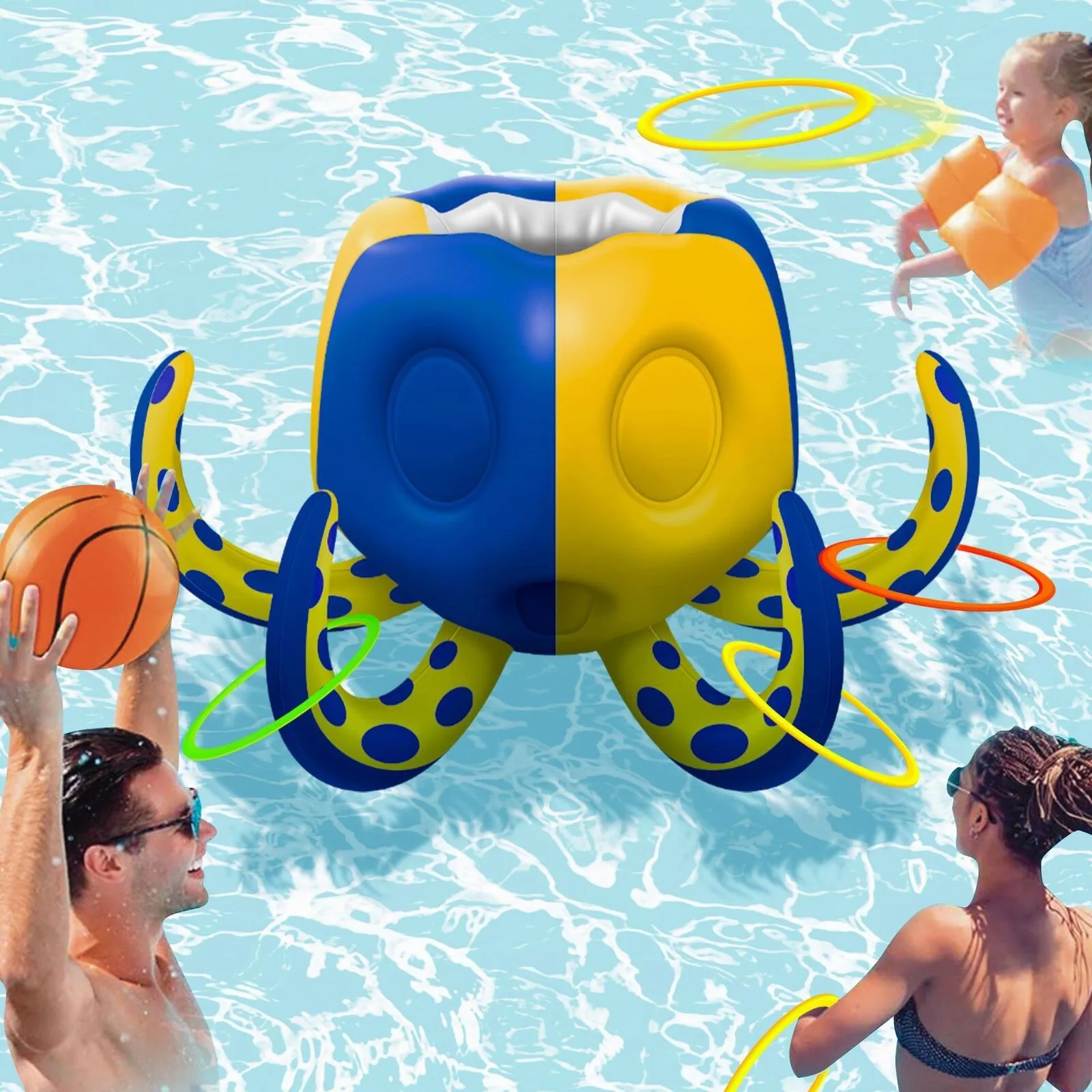 Aufblasbares Wasserschießen, Wurfspielzeug, Strandparty, Sommer-Wasserspielzeug, interessantes Pool-Basketballkorb-Wurfspiel, 2-in-1-Spielzeug