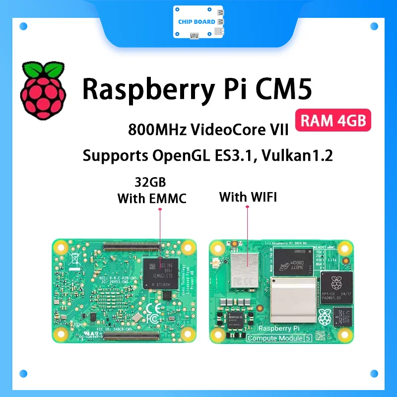 Original Raspberry Pi CM5 Broadcom BCM2712 salida dual 4K + HDR 800MHz VideoCore Quad-core Coxtex-76