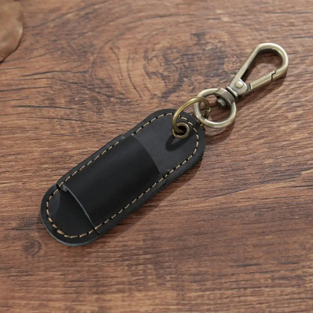Luxury Genuine Leather Pen Case Portable Removable Pen Tray Pen Holder Keychain Clip Design 1 Slot Pen Pouch Keychain
