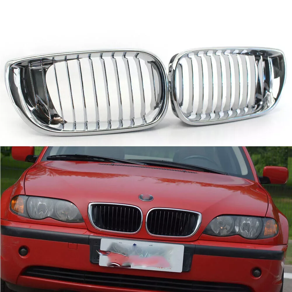for 2000-2005 E46 BMW 320i 325i 325xi 330i 330xi Car Chrome and Black Kidney Front Hood Grille 51137030545 51137030546 - view 4