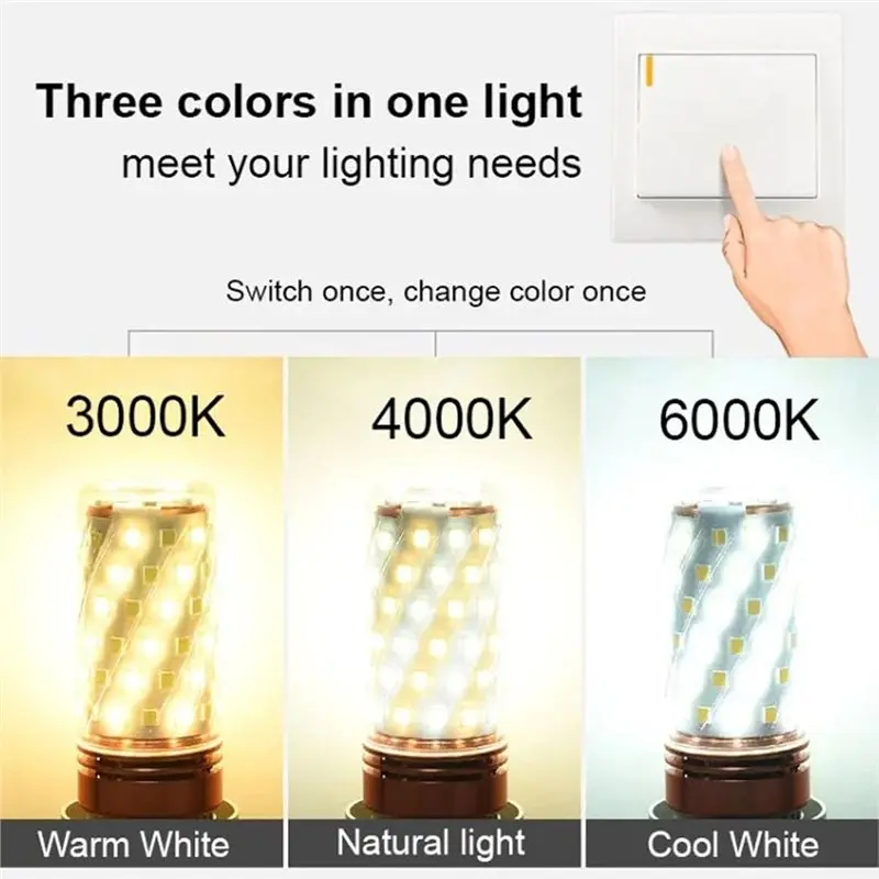 M11K-E27 LED Corn Bulb 10Pcs 16W Small Screw-In Replacement For Halogen Lamps Smart Three-Color Light