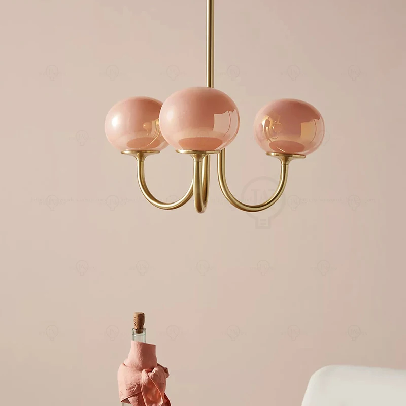 

Nordic Simple Bedroom Lamp Designer Art Warm Romantic Children's Room Pink Medieval Bauhaus Chandelier