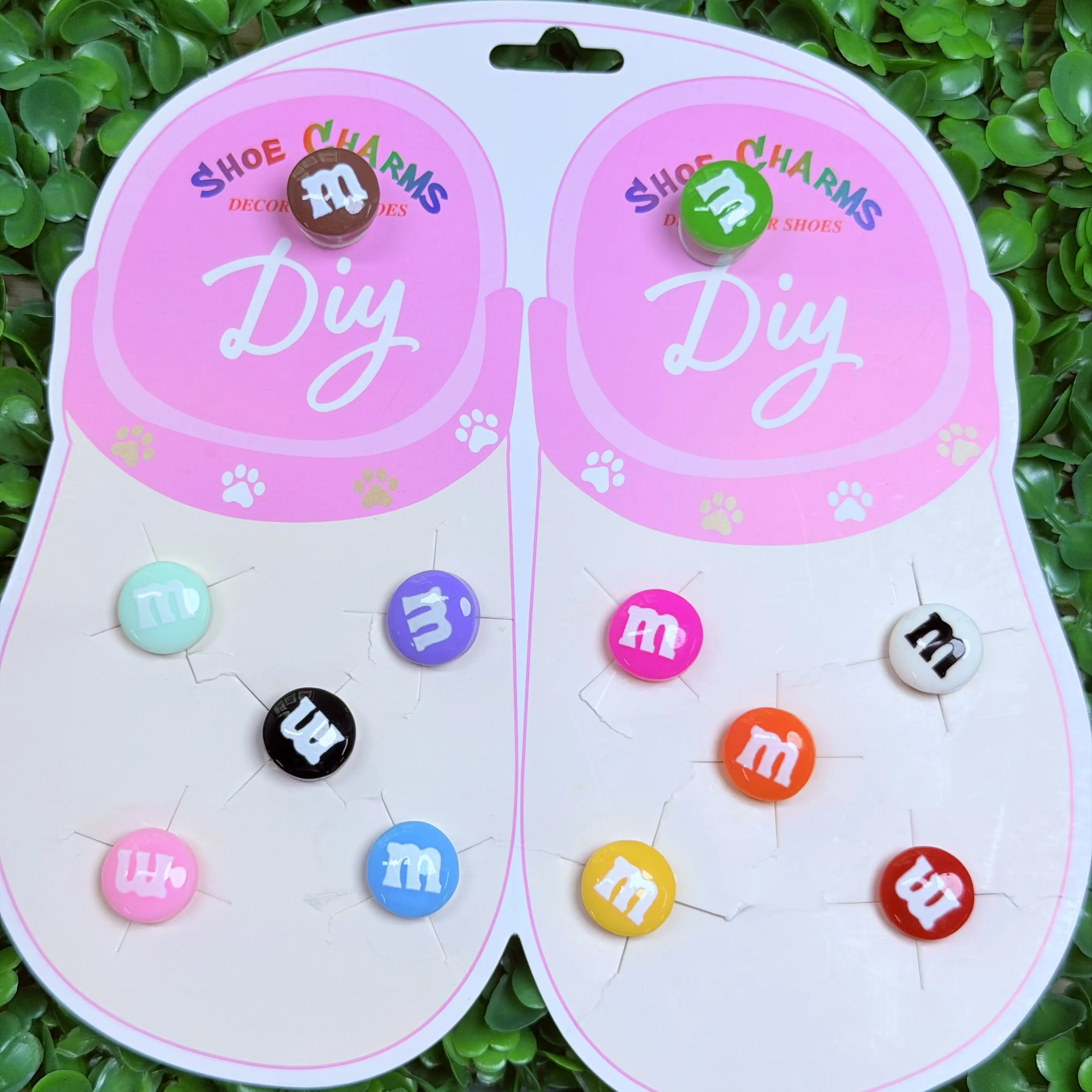 12Pcs Colorful Chocolate Beans Resin Shoe Buckle Decoration Woman Fashion Slipper Charms Fit Holiday Gifts