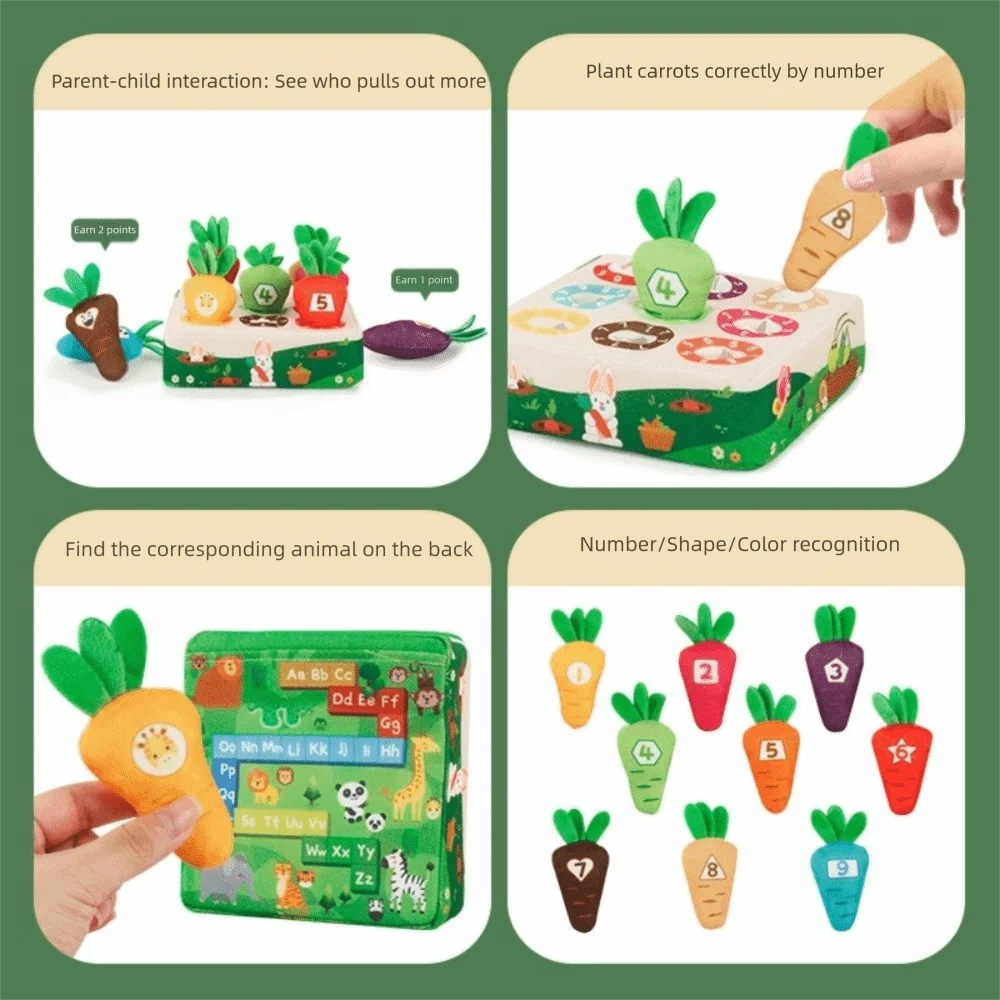 Soft Radishes Set Colorful Animal Pattern Radishes Montessori Number Recognition Shape Matching Sensory Educational