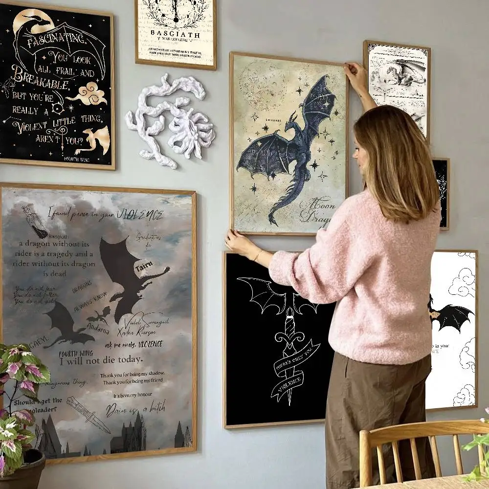 Vierter W-Wing Dragon Anime-Poster, klebrige Dekoration, Gemälde, Wandkunst, weiße Kraftpapier-Wanddekoration