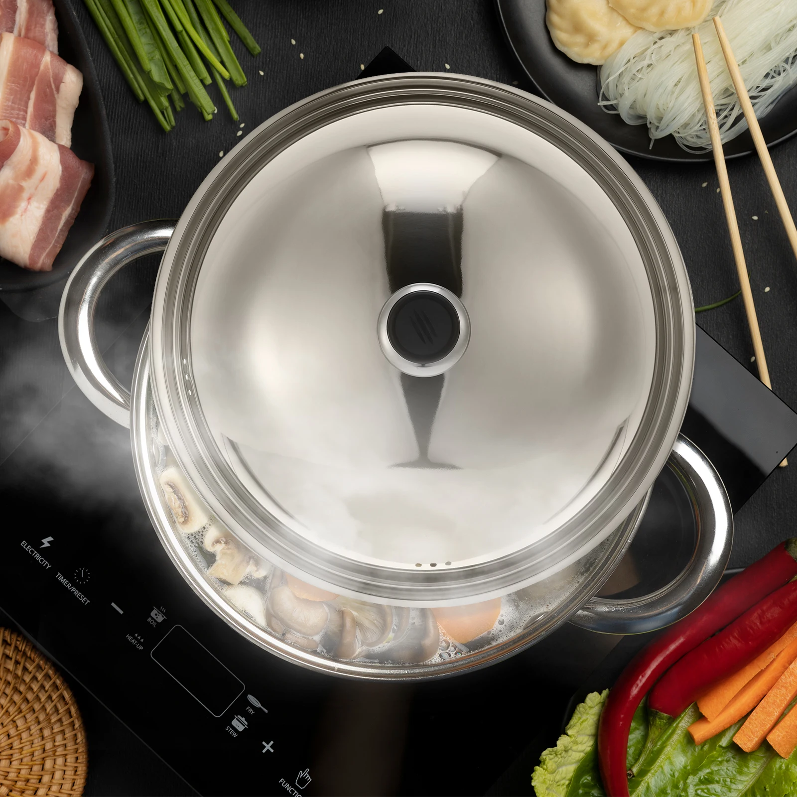 

Anti-scalding Lid Pot Cover Cooking Pots Covers Lids Stainless Steel for Pan Wok and Pans