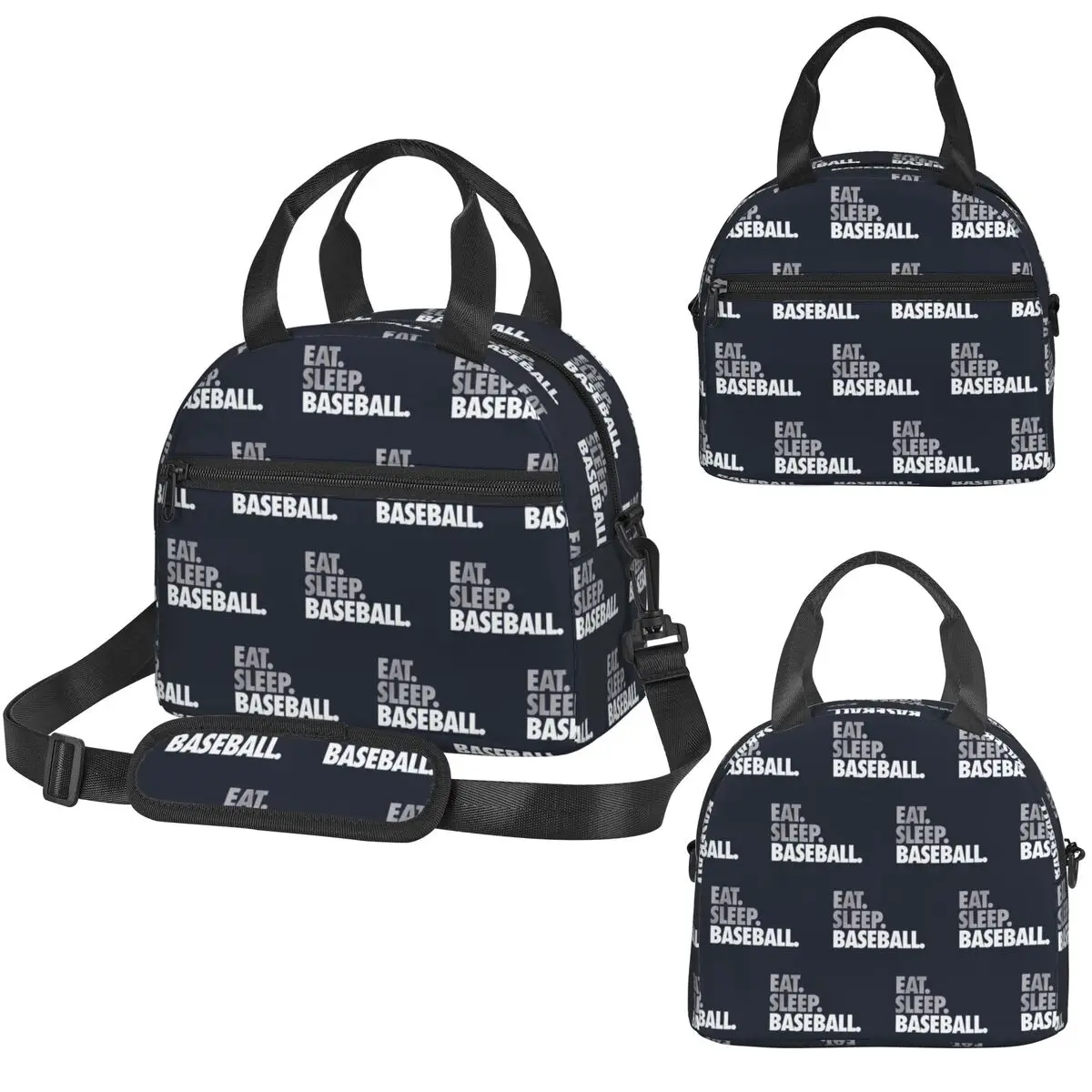 Eat Sleep Baseball Insulated Lunch Bag for Women Office Cooler Thermal Box Tote Leakproof Lunch Boxes
