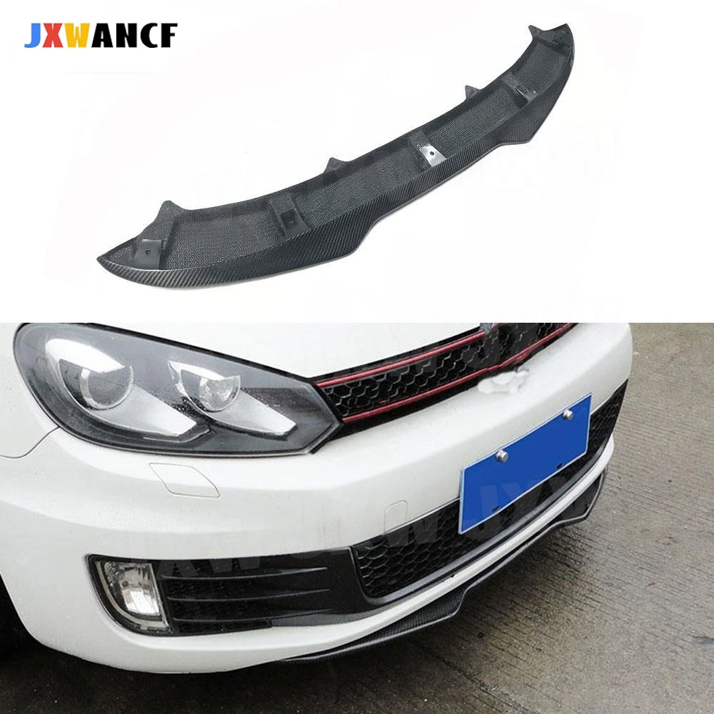 

JXWANCF For MK6 GTI Front Lip Chin Carbon fiber Spoiler For Volkswagen VW Golf 6 VI GTI 2010-2013 Bumper Guard Car Tuning