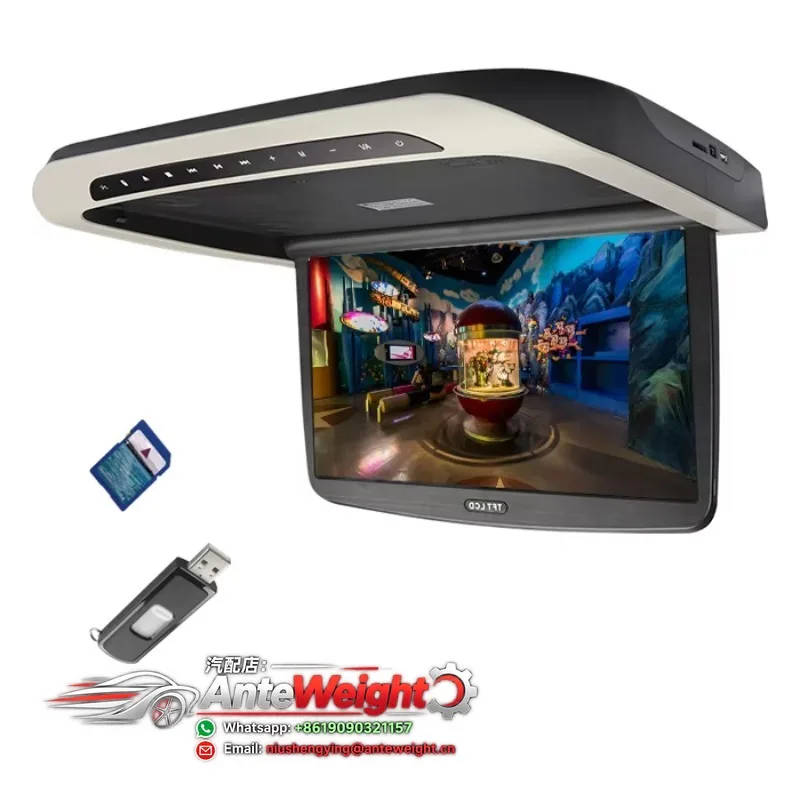 15.6 Inch HD IPS Screen Roof Mounted Monitor Flip Down Car Motorized Monitor with MP5 for Bus and RV