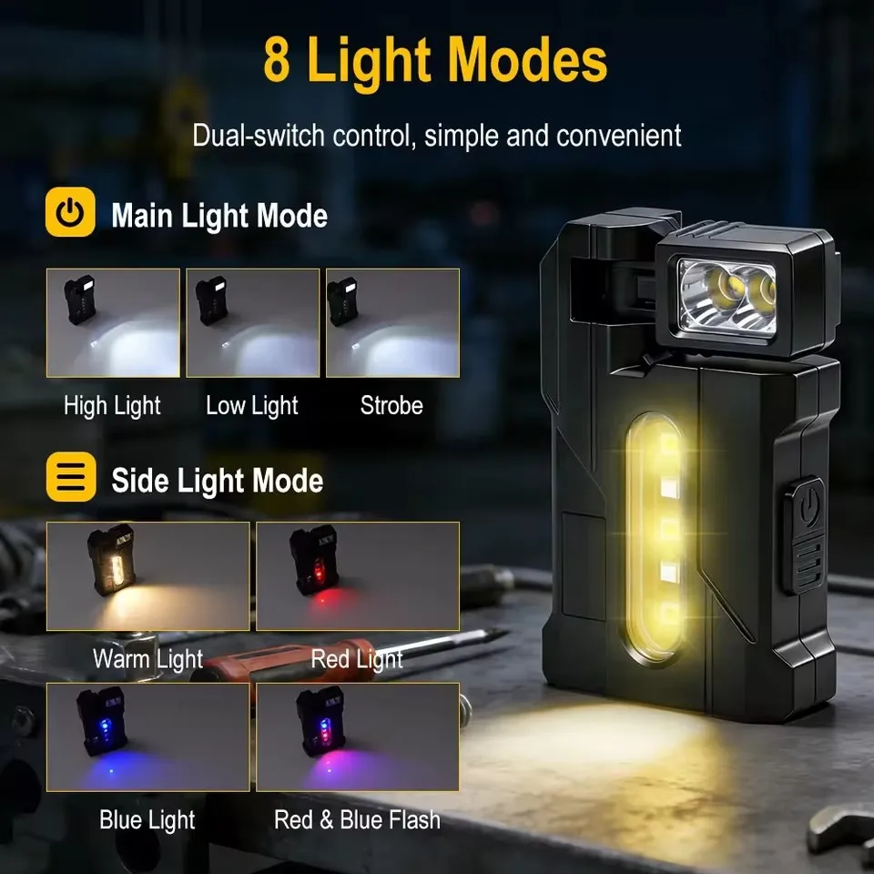 

Миниатюрный перезаряжаемый магнитный фонарик-брелок COB, сенсорный режим, многофункциональный компактный фонарик-брелок