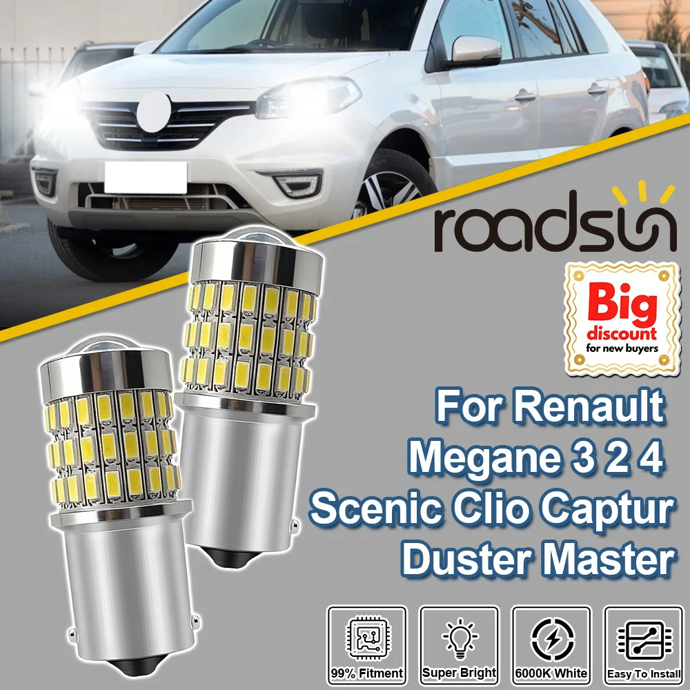 

Roadsun 2X 1156 P21W For Renault Megane 3 2 4 Scenic Clio Captur Duster Master LED Projector Lens Reverse Light Bulb Backup Lamp
