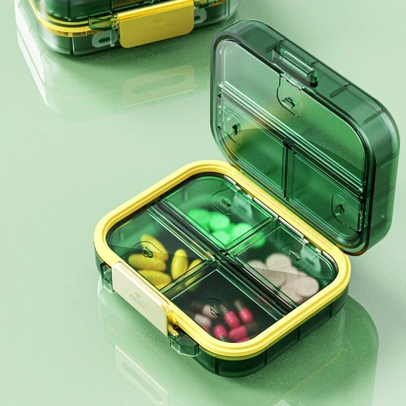 7 شبكات صندوق حبوب منظم دواء مزدوج الطبقات في الهواء الطلق المنزل علبة حبوب منع الحمل المحمولة البلاستيك الصغير تخزين حبوب منع الحمل حامل فيتامين