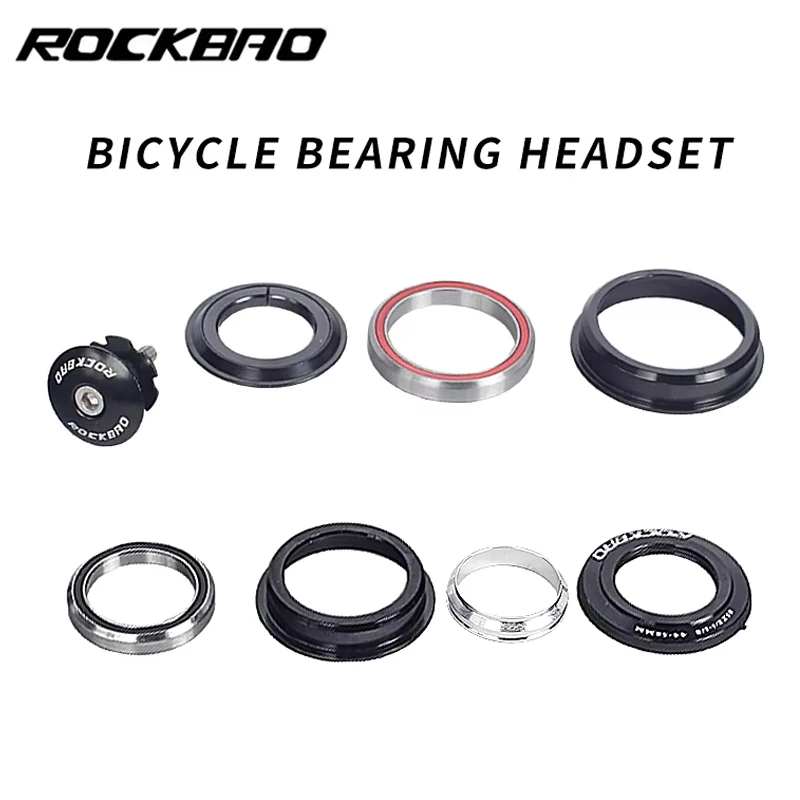 

ROCKBAO Bicycle Headset 44mm 55mm 56mm MTB Bike Road Bike 2 Bearing CNC 1 1/8-1 1/2 Tapered 28.6 Straight Tube Fork Headset