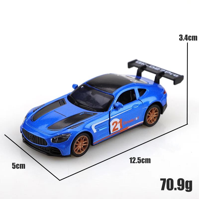 가방에 담긴 1.36 신형 합금 GT 풀백 자동차, 세련된 금속 자동차, 문 열림 가능한 풀백 장난감, 어린이 장난감 선물, 자동차 장식품