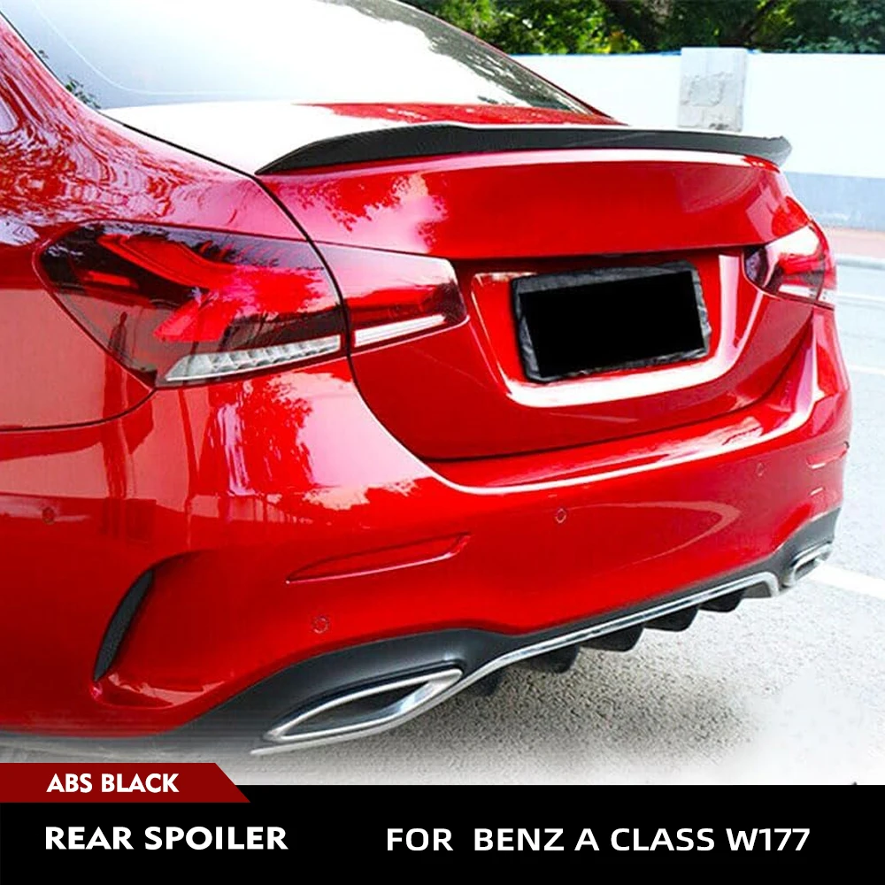 For Mercedes-Benz  A-Class W177 V177 A160 A180 A200 A220 A250 A35 AMG Saloon 2019UP ABS Black Boot Spoiler Lid Performance Lip