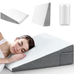 Bed Wedge Pillow for Sleeping, Soft Memory Foam Top, Triangle Pillow Wedge, Body Positioners for Leg Elevation, Snoring Relief