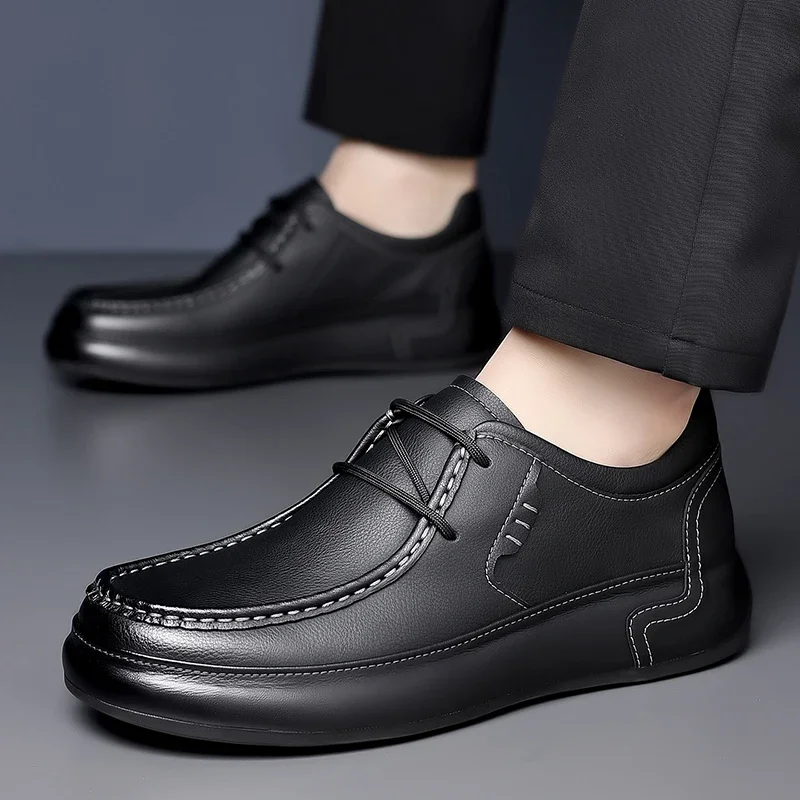 

High Quality Top Layer Real Cowhide High-top Casual Business Shoes for Men Fashion Handmade Mens Leather Shoes Botas Para Hombre