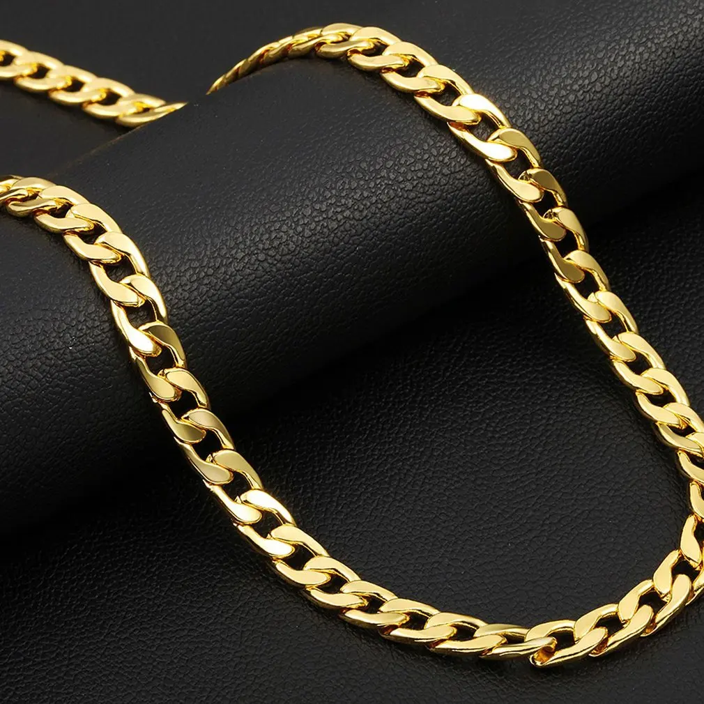Punk Hip Cuban Link Gold Chain Rapper Men Necklaces Street Fashion Popular Metal Alloy Long Chain Decorative Jewelry Present