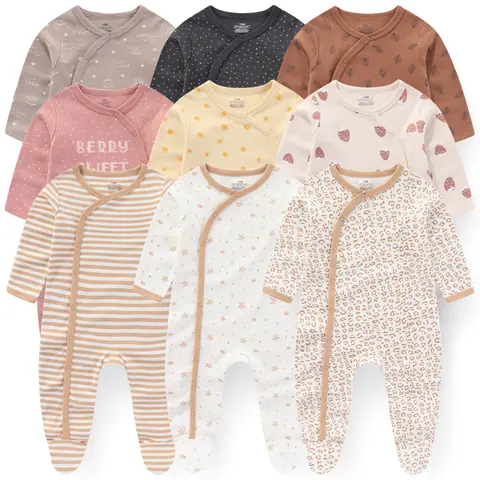 Kiddiezoom 3 Pz/lotto Autunno Inverno Unisex Cartoon Manica Lunga Baby Boy Girl Pagliaccetto 100% Cotone Morbido Neonato Tute Abbigliamento