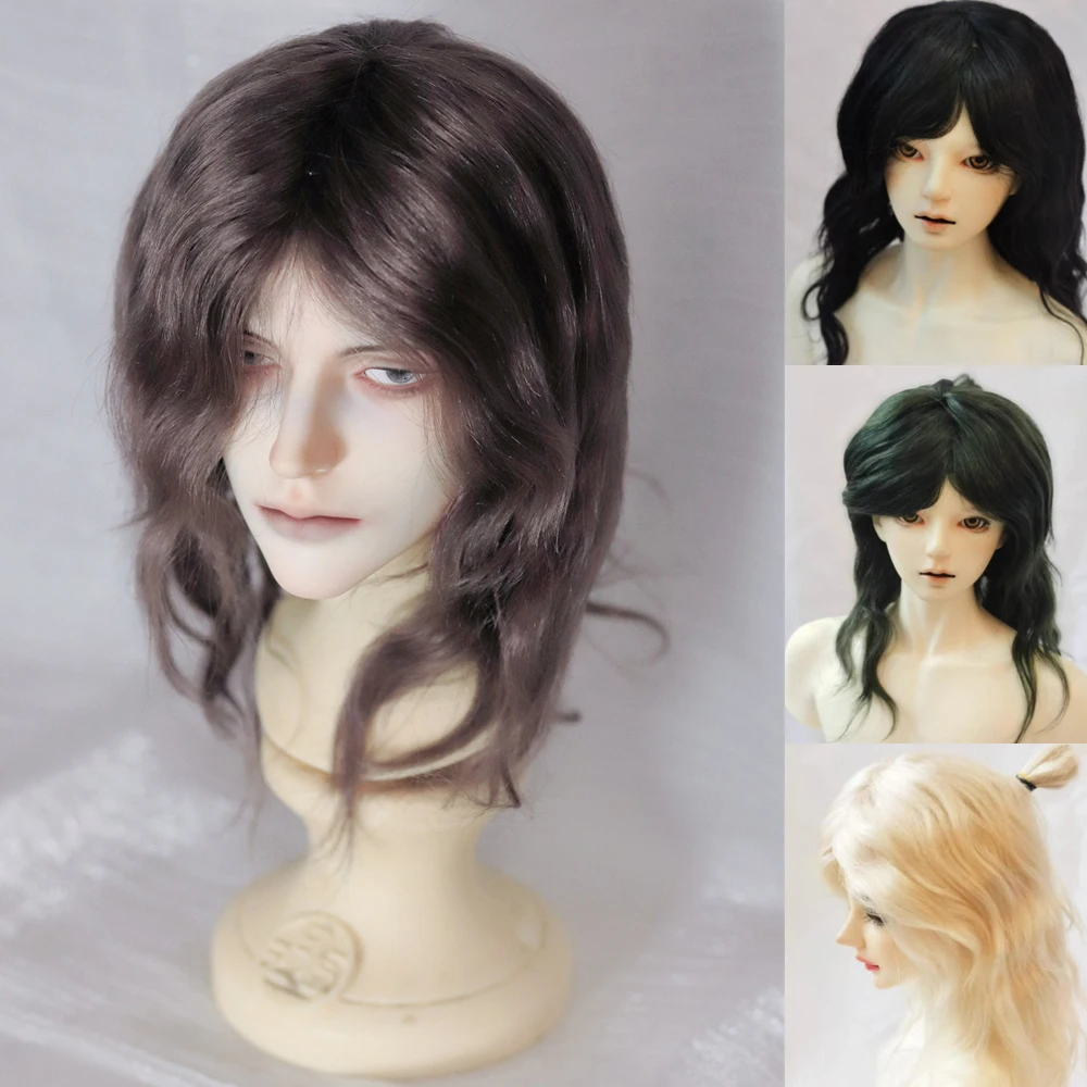 

D09-P758 детская игрушка BJD DD SD MSD 1/4 1/3 аксессуары для куклы парик мохеровый средние длинные вьющиеся волосы серебристо-белый 1 шт.