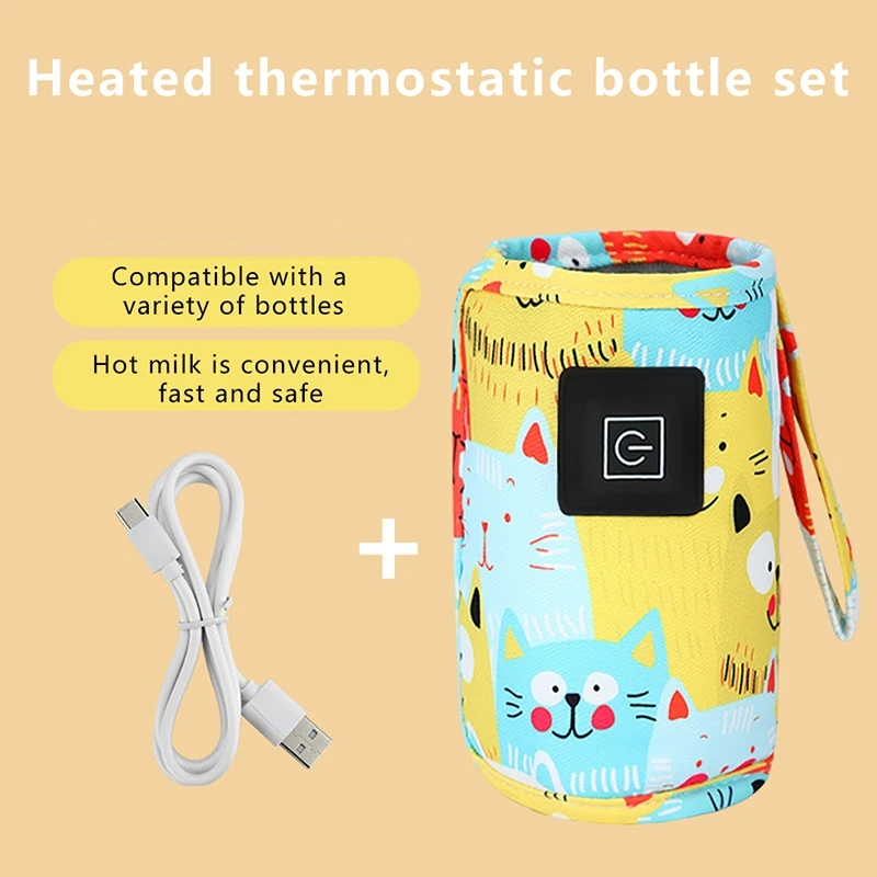 Aquecedor de água de leite USB, bolsa isolada para carrinho de viagem, aquecedor de mamadeira de enfermagem, aquecedor de alimentação de mamadeira portátil, Natal, Hallowee