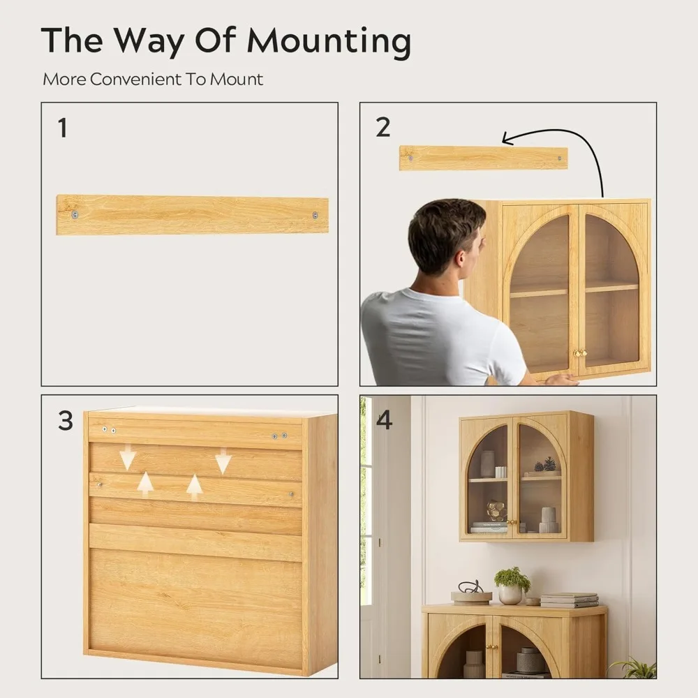 خزانة تخزين فوق الحوض مع باب أكريليك مقوس ورف قابل للتعديل