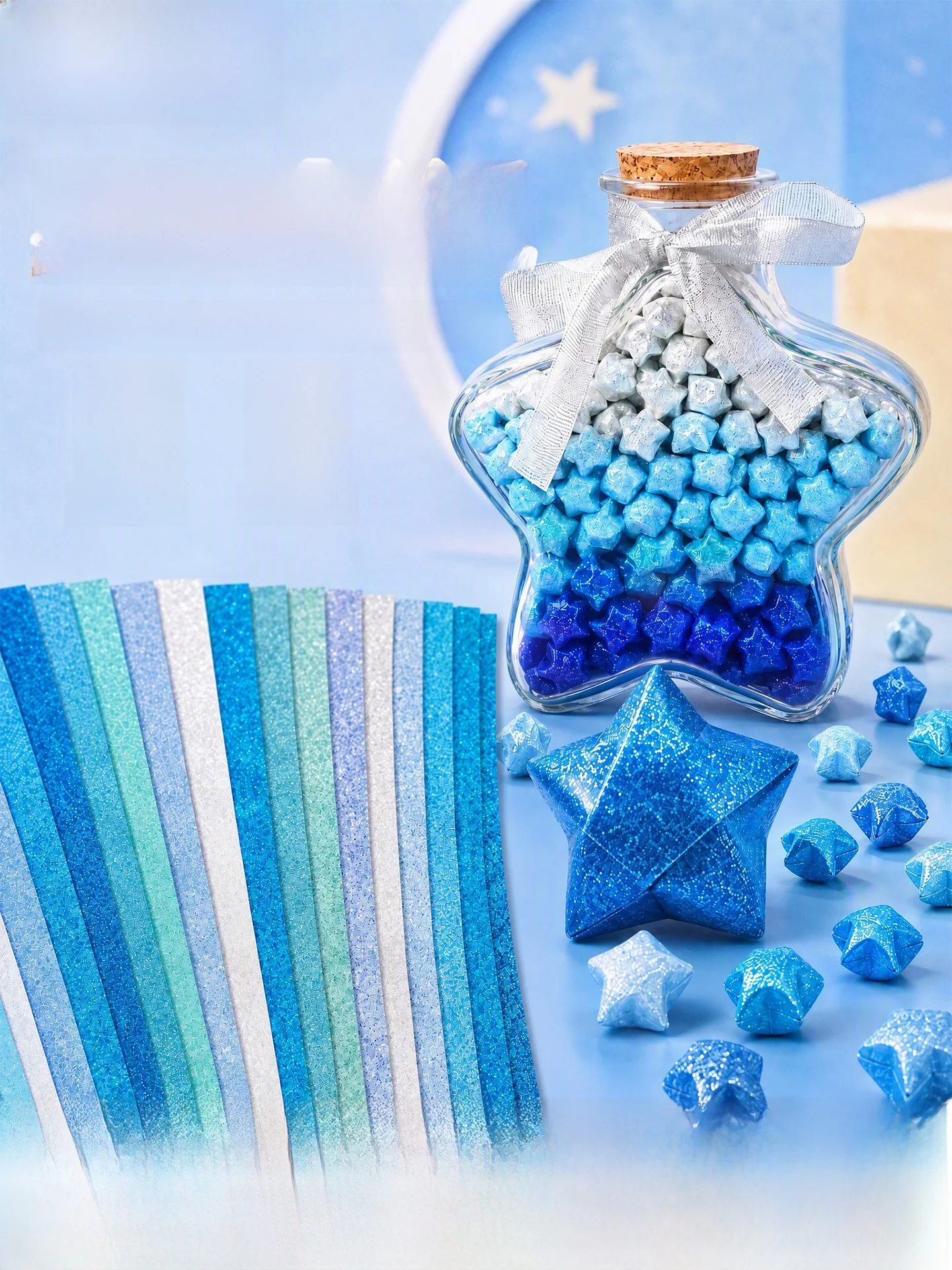 blue-shiny-star-paper-gradient-color-children's-creative-handmade-star-special-paper-sparkling-diamond-paper-strip-f